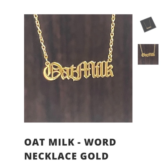 LAST CALL Oat Milk Necklace Gold Plated Stainless Steel Coffee Lover - Picture 4 of 4